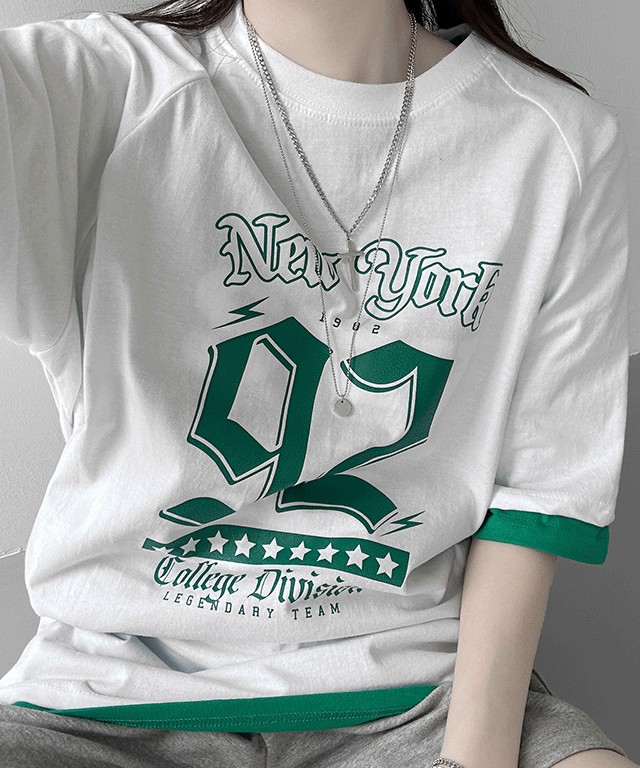 [남녀공용/박스티] 92 스트릿 오버핏 베이직 뉴욕반팔 티셔츠